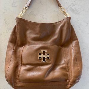 Tan leather with gold chain Tory Burch purse